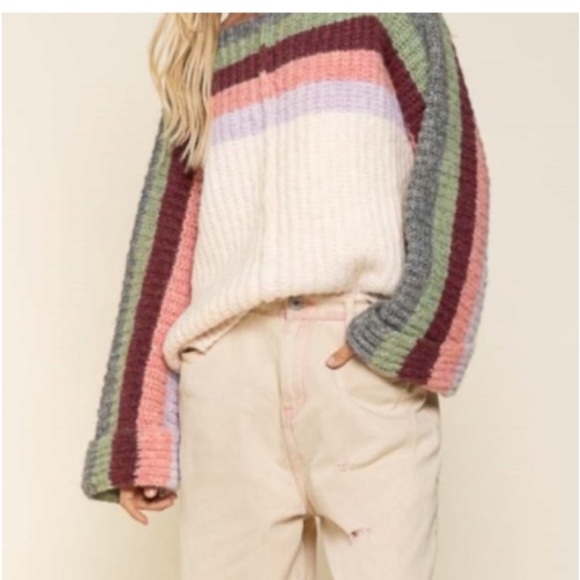 POL Sweaters - PLO ivory multi color sweater size medium